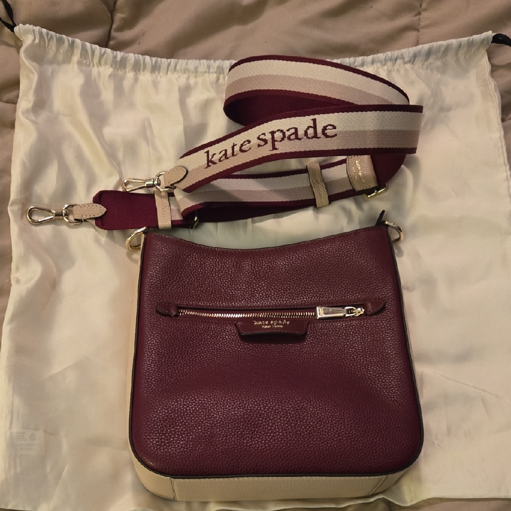 Kate Spade Burgundy and Cream Crossbody Bag